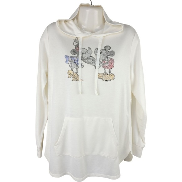 Disney Tops - ✅ Disney Parks woman’s Minnie&Mickey hooded sweatshirt size M ivory white